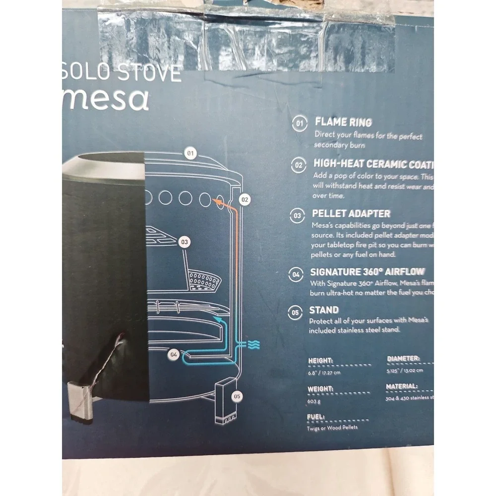 SOLO STOVE Mesa Tabletop Fire Pit Patio Camping‎ Dual Fuel Blue Nex Gard NEW